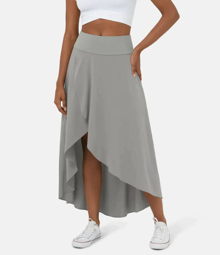 Keisha | Falda Midi Asimétrica Con Volantes y Cintura Alta