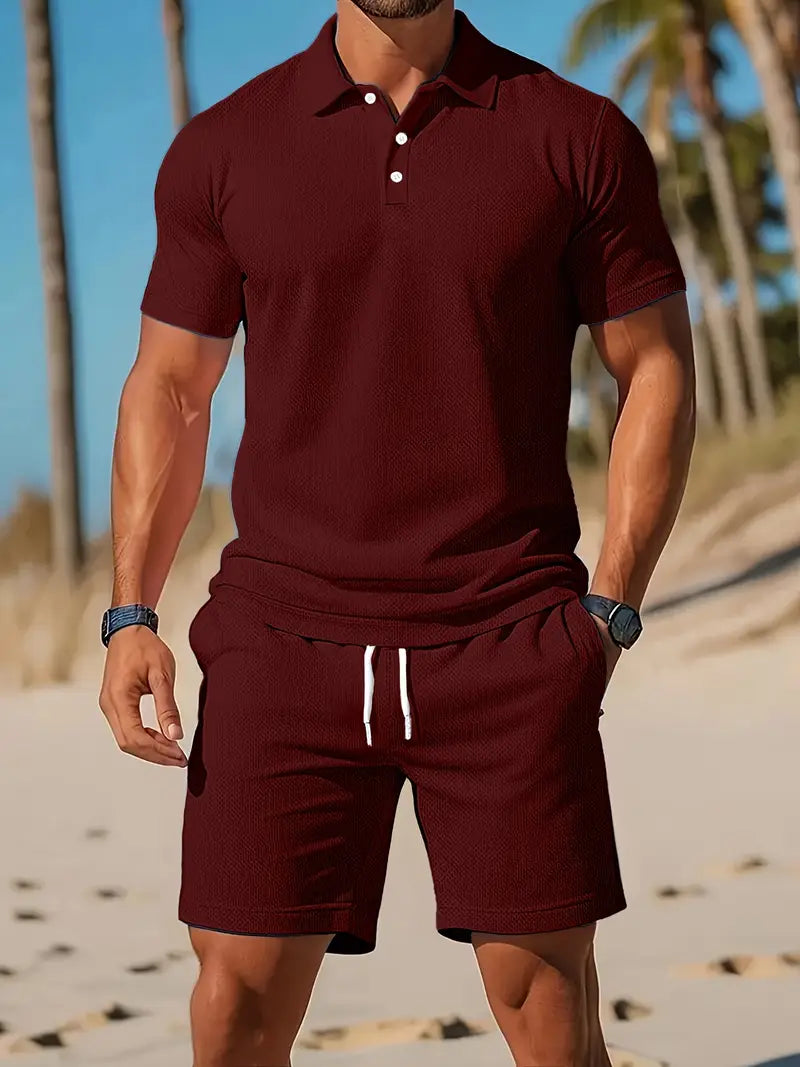 Kelvin | Conjunto De Polo Y Pantalones Cortos Con Textura