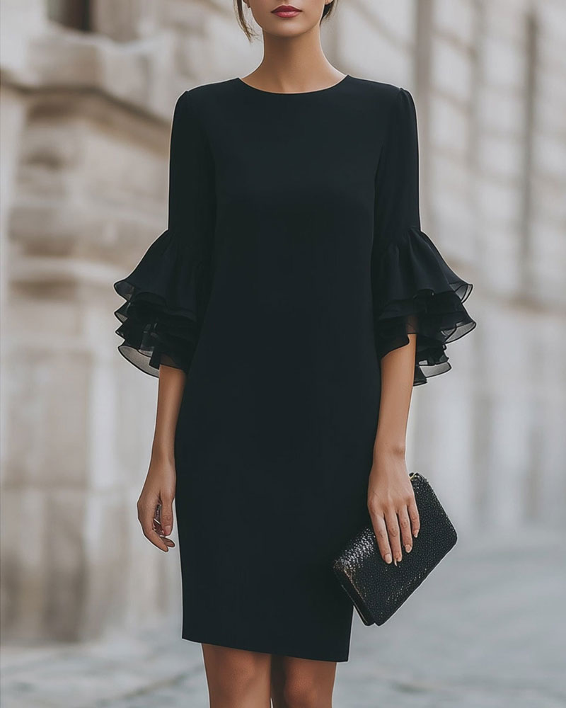 Catalinan | Vestido midi con Mangas de Volantes