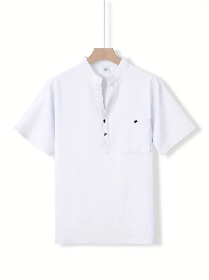 Vaughn - Camiseta Henley de Manga Corta
