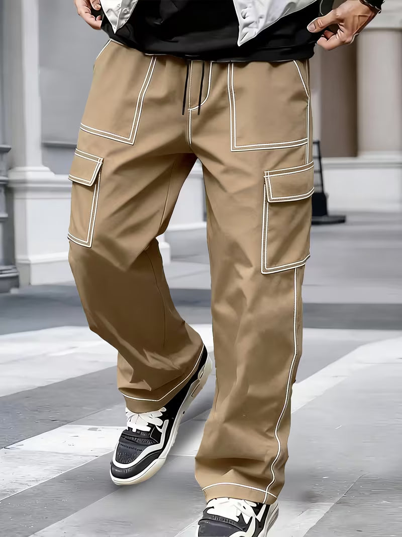 Demetri | Pantalones Cargo con Costura Contrastante