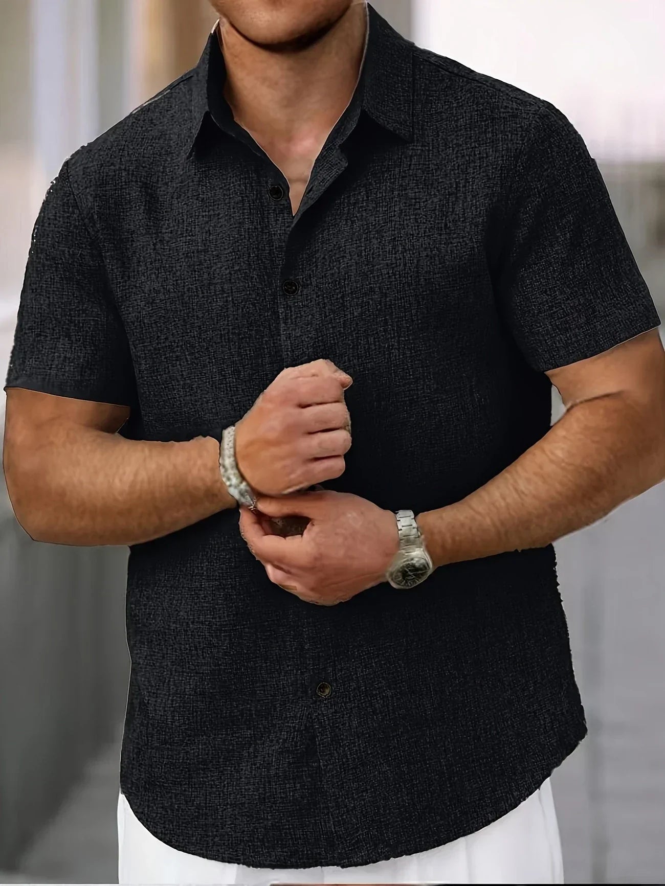 Dwight - Camisa De Manga Corta Ligera De Mezcla De Lino