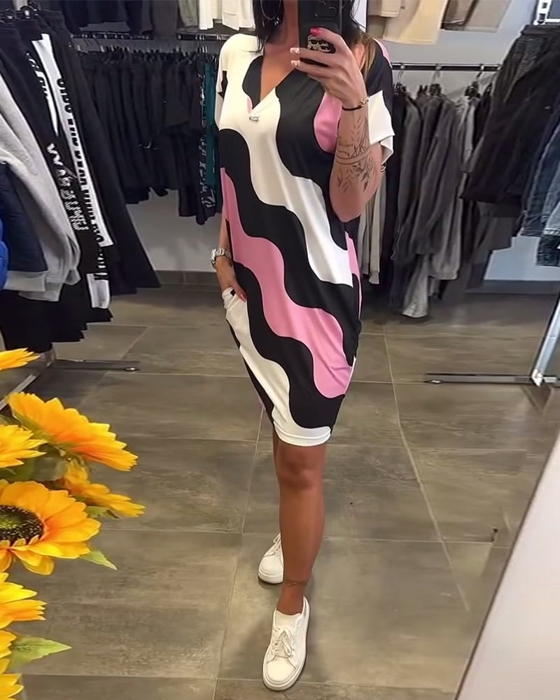 Penelope | Vestido Corto Estampado De Cuello en V