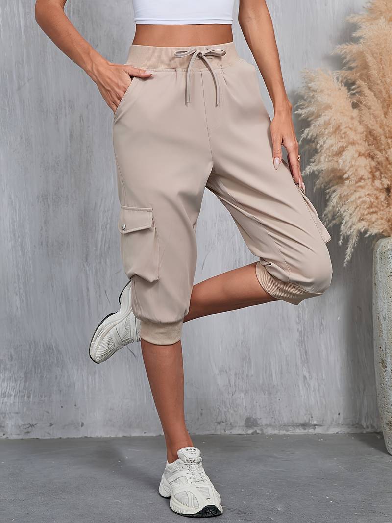 Kirabo | Pantalones Capri Tipo Jogger Cargo Con Cordón en La Cintura