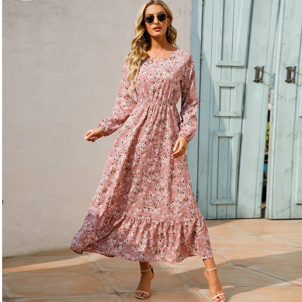 Trisha | Vestido Maxi Floral de Manga Larga