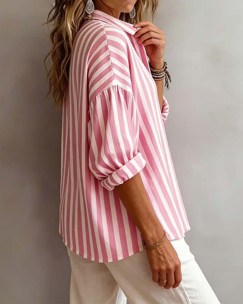 Jessy | Blusa Holgada a Rayas Con Cuello