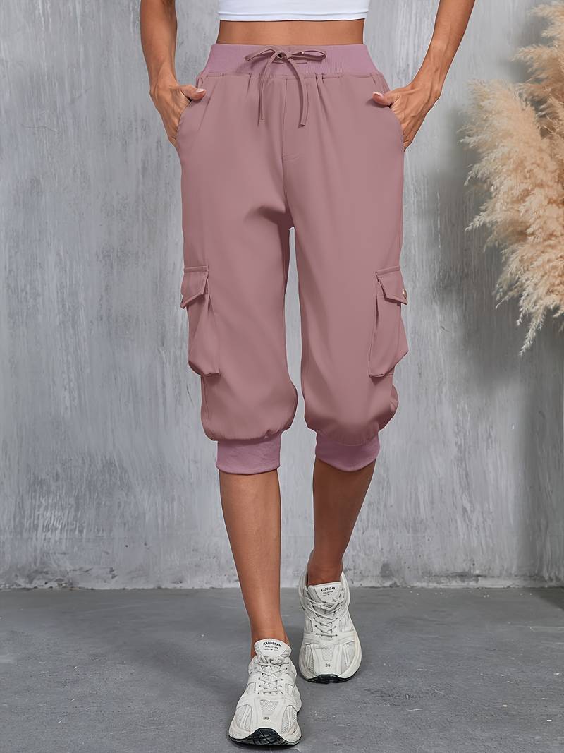 Kirabo | Pantalones Capri Tipo Jogger Cargo Con Cordón en La Cintura