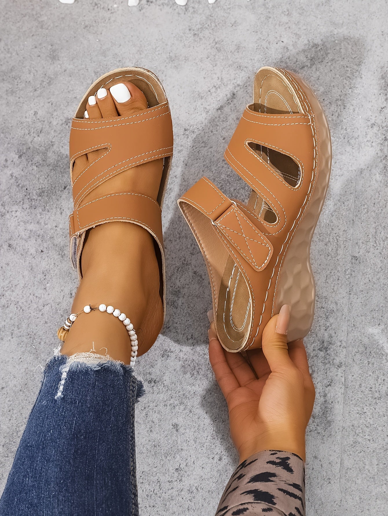 Rowella | Sandalias De Cuña Con Puntera Abierta Para Mujer