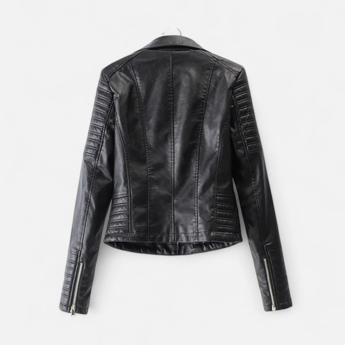 Lucraviana | Chaqueta Biker de Cuero con Mangas Largas