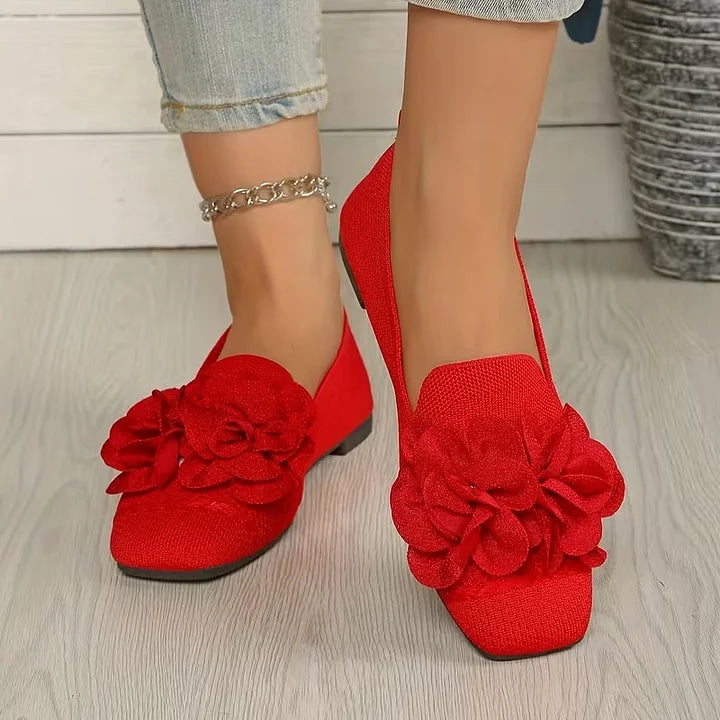Catriona - Zapatos Planos Sin Cordones Con Punta Cuadrada Y Detalle Floral