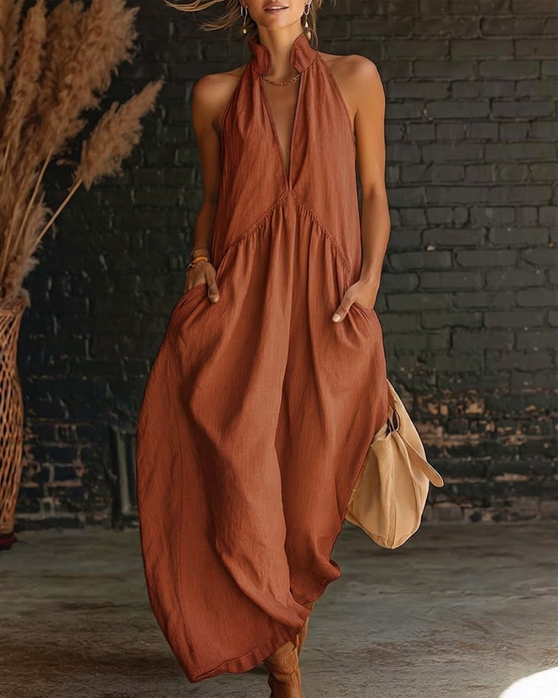 Saorla | Vestido Largo sin Mangas con Cuello Halter