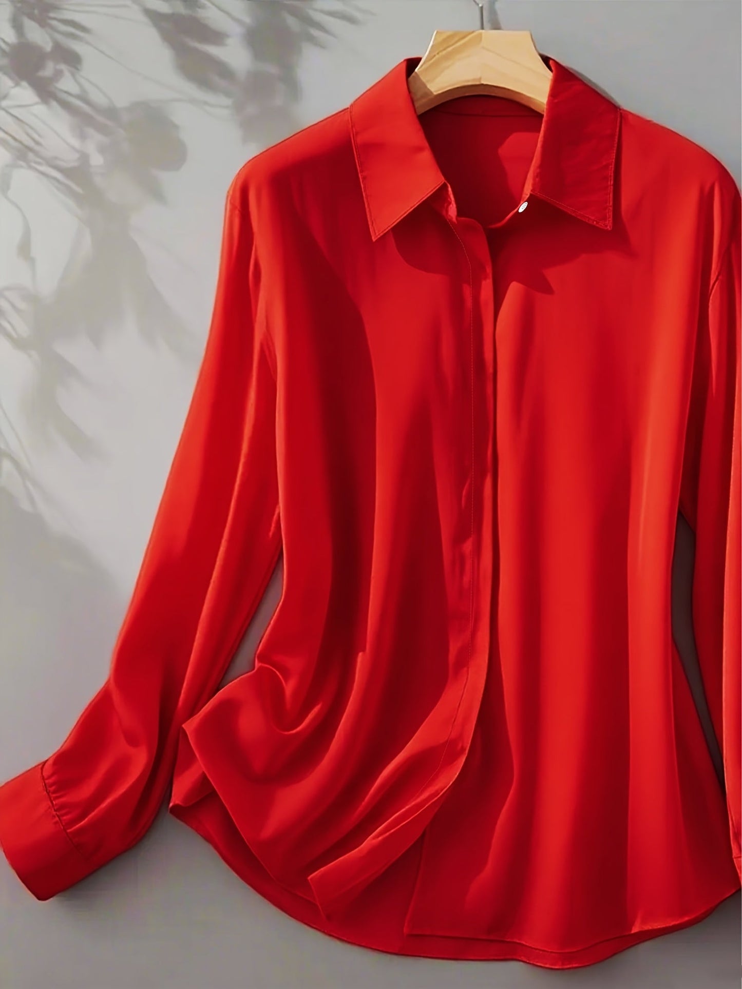 Elenochka - Blusa de Manga Larga Con Botones en la Parte Delantera