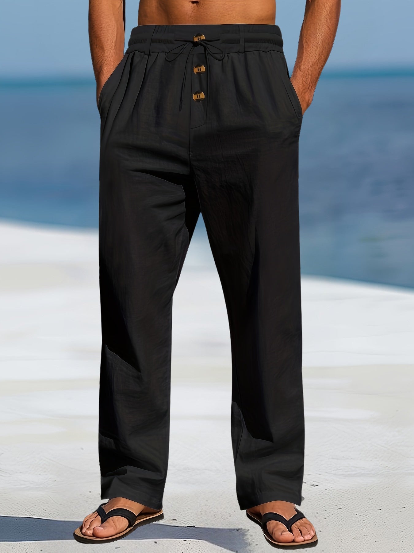 Aznar - Pantalón recto de lino con Cordón