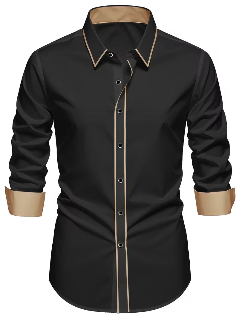 Daven | Camisa de Manga Larga con Ribete en Contraste