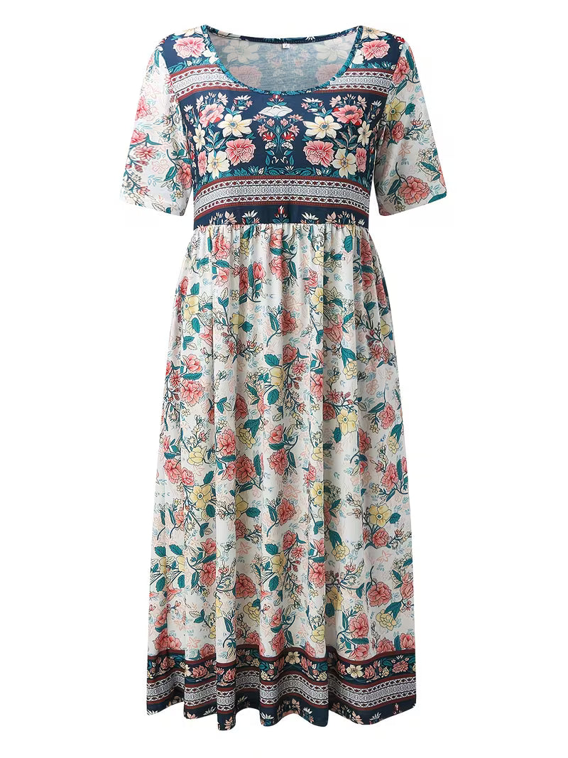 Lisan - Vestido midi con Estampado Floral y Cuello en V