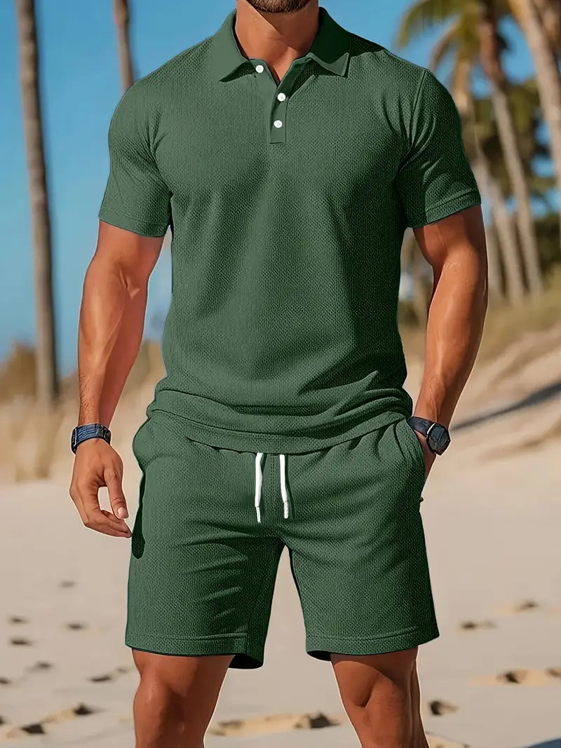 Kelvin | Conjunto De Polo Y Pantalones Cortos Con Textura