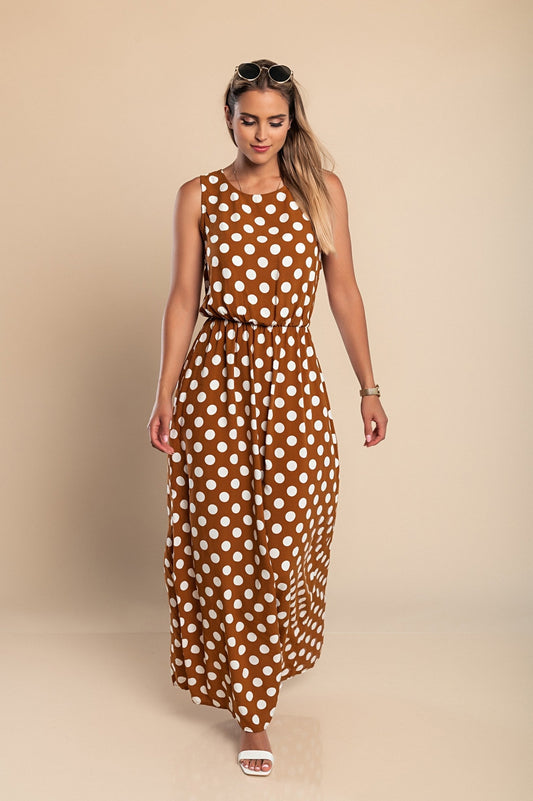 Lyna | Vestido Maxi Sin Mangas De Lunares