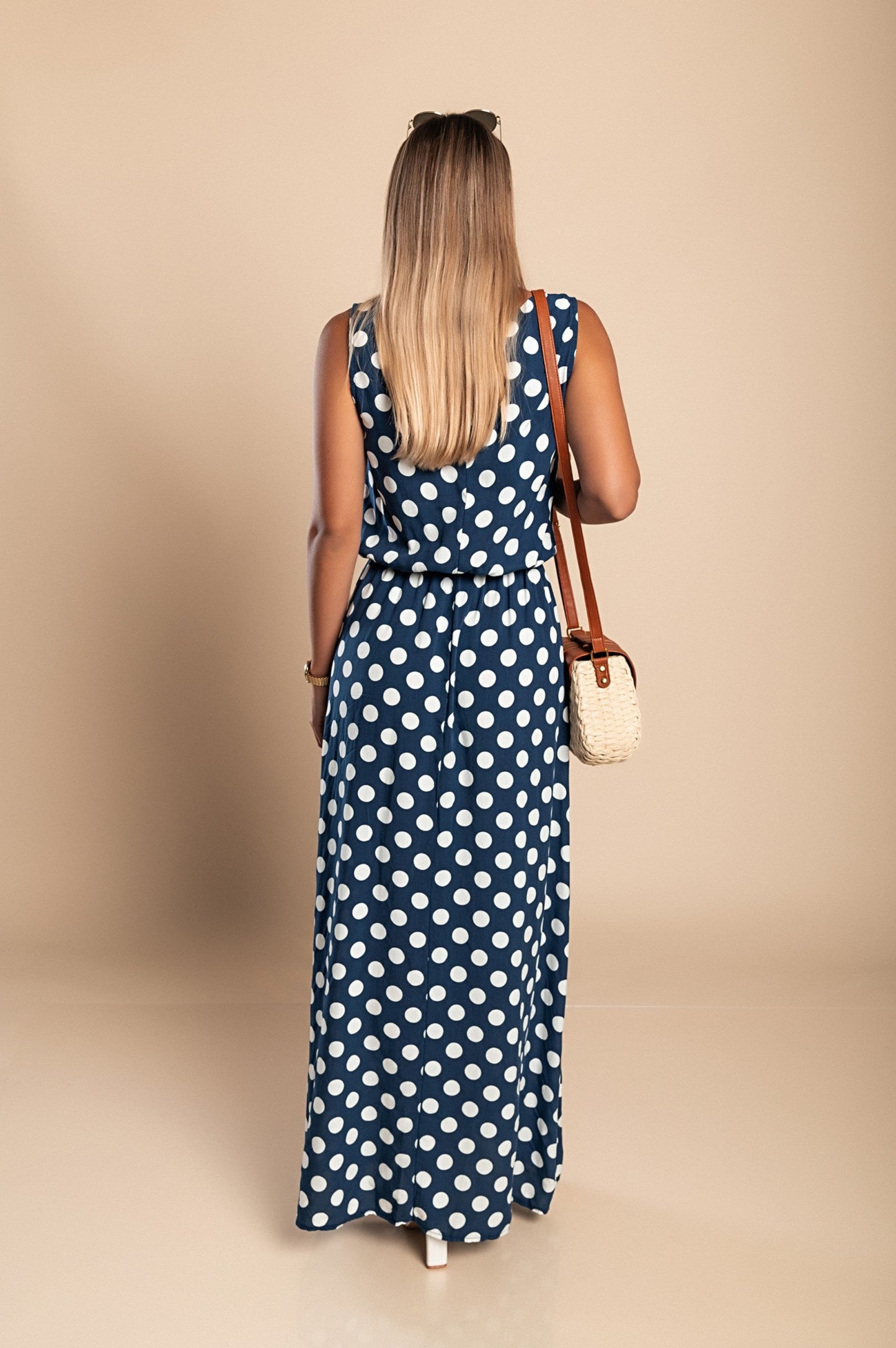 Lyna | Vestido Maxi Sin Mangas De Lunares