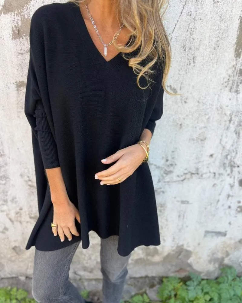 Cathryn | Top De Punto Holgado Con Escote V