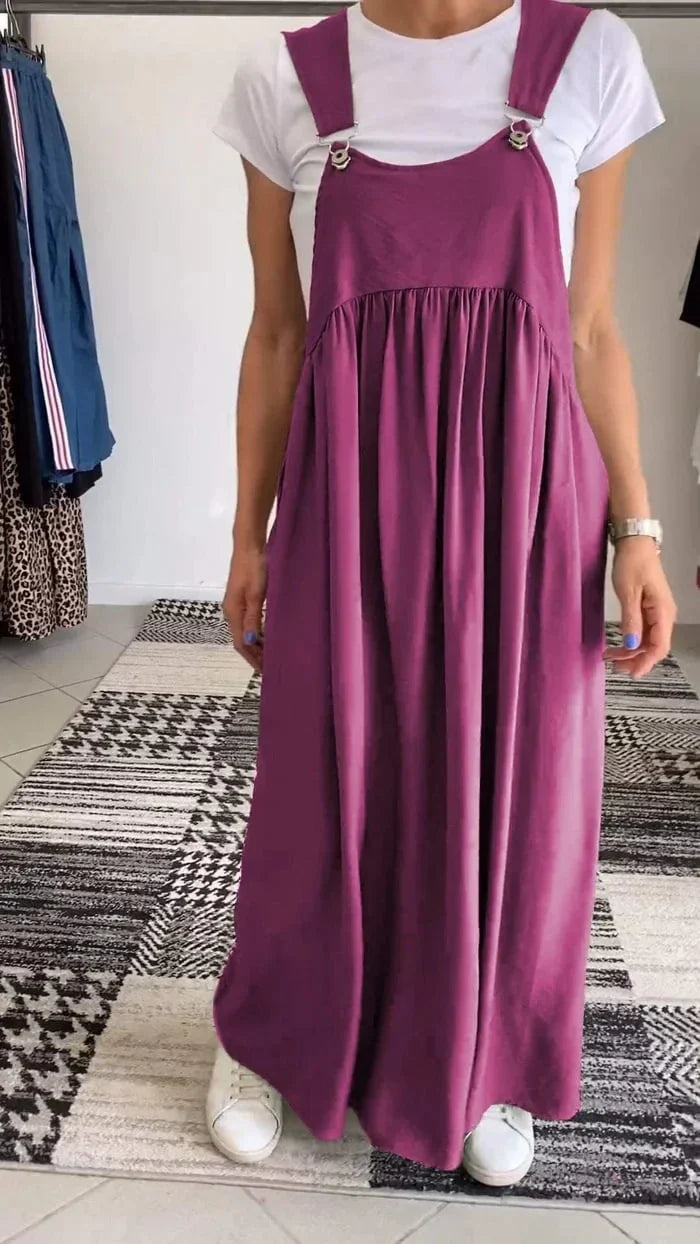 Regla | Vestido Largo Con Tirantes Y Bolsillos, Corte Holgado