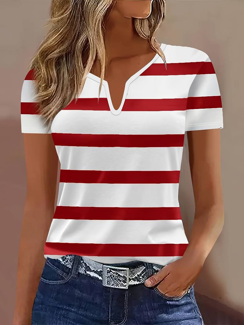 Kiley | Camiseta De Manga Corta a Rayas Con Escote en V