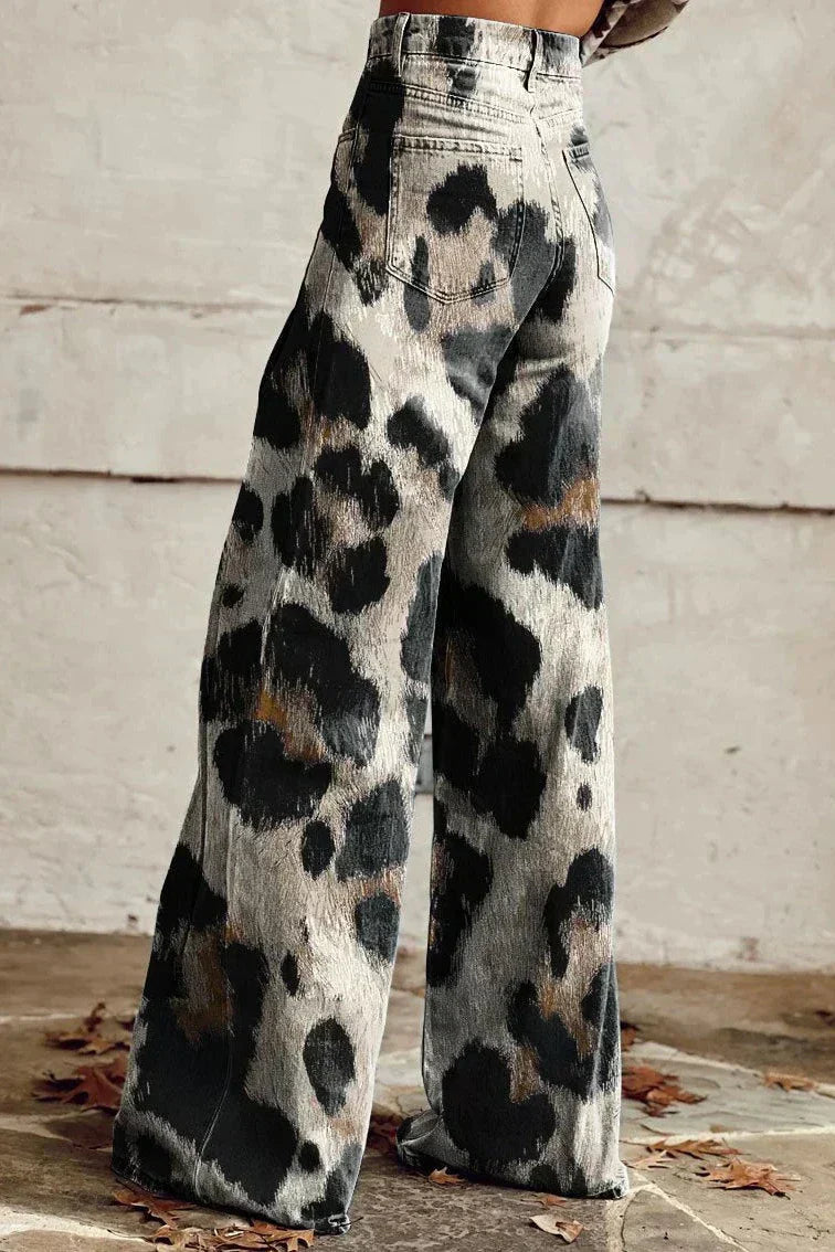 Mallory | Pantalones Vaqueros De Corte Ancho Con Estampado De Vaca