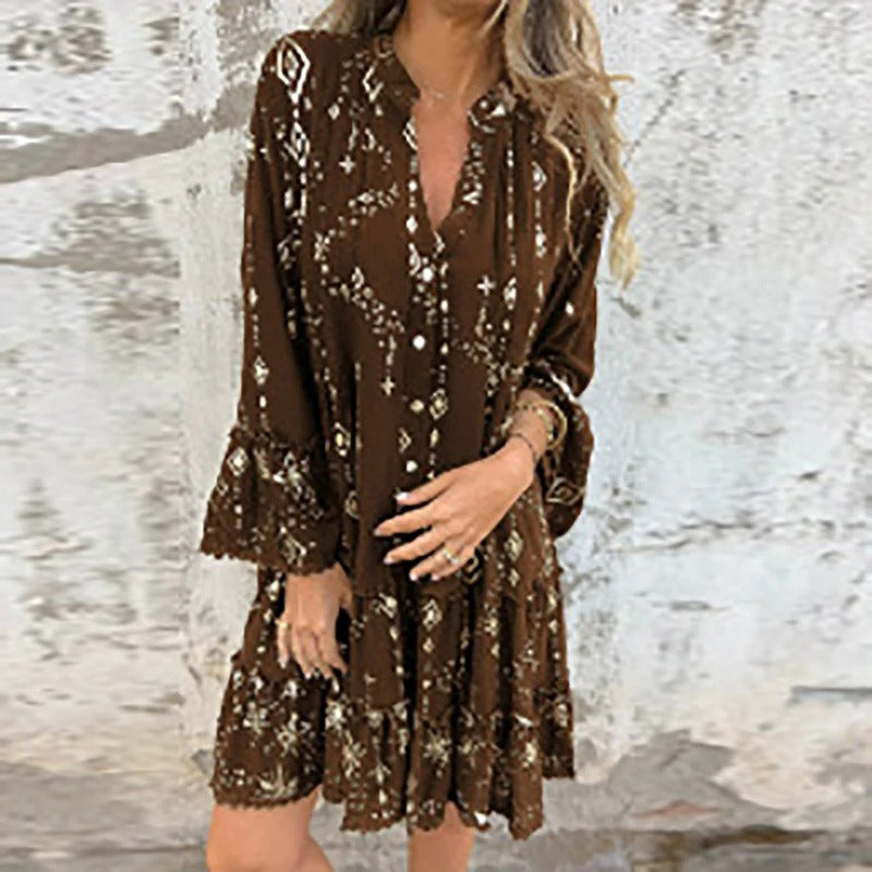 Gillian | Minivestido De Manga Larga Con Estampado Boho