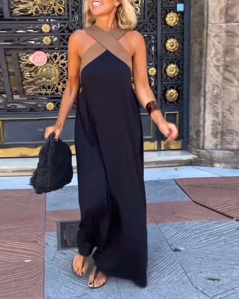Giana | Vestido Largo con Cuello Halter Cruzado