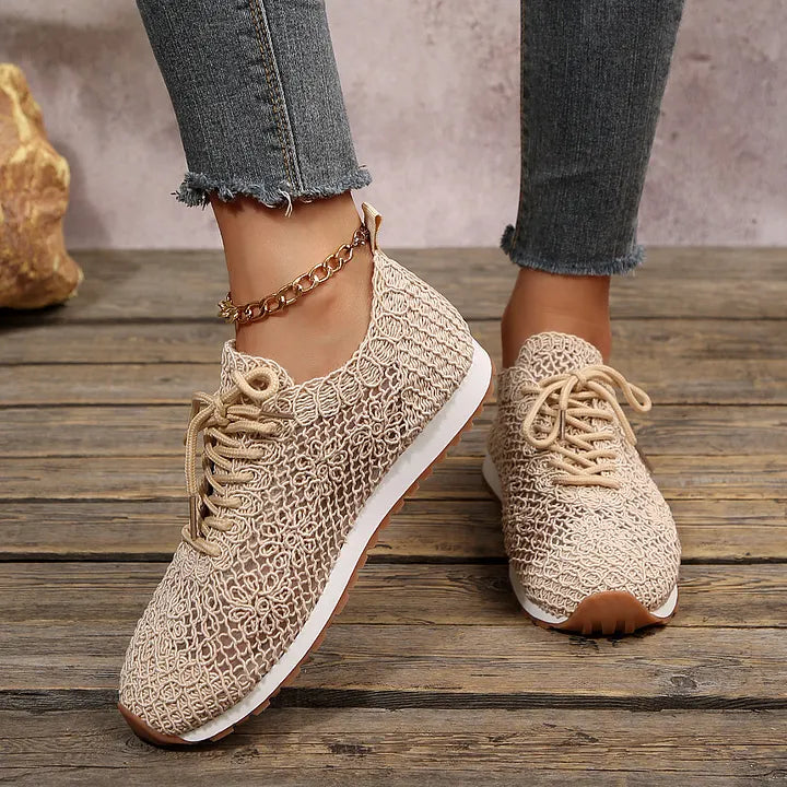 Susannah - Zapatillas Informales Transpirables con Cordones y Tejido de Punto