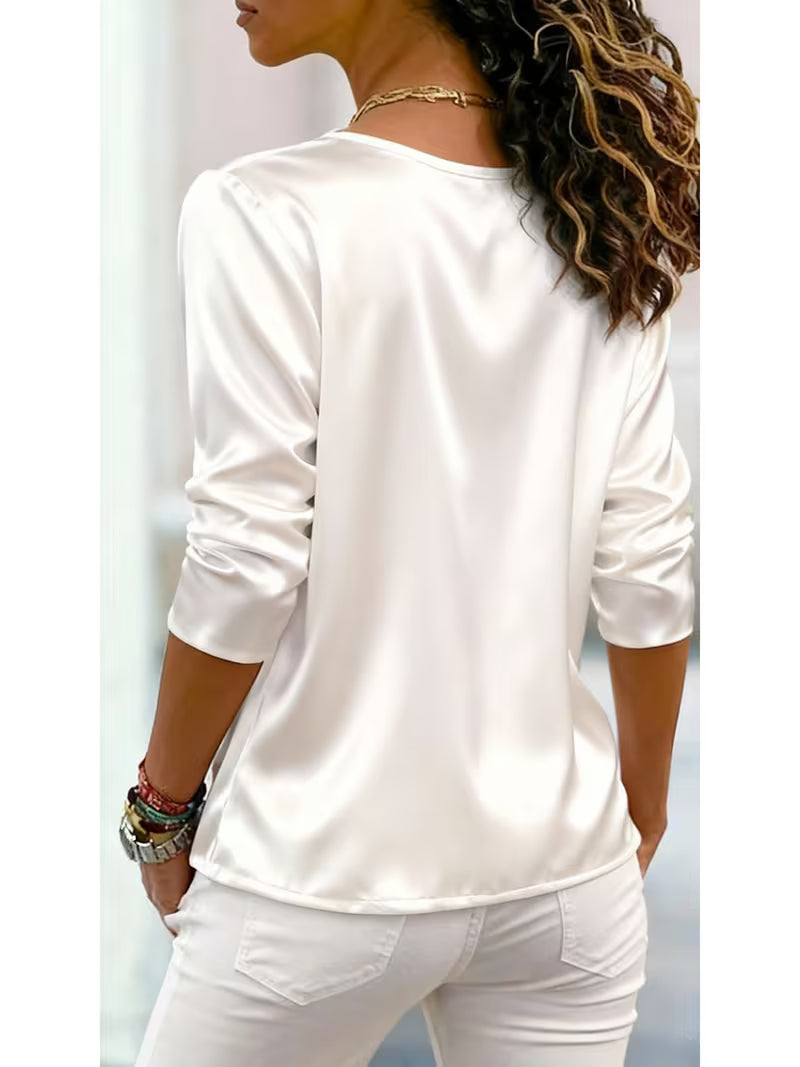 Avelea | Blusa de satén con escote cuadrado