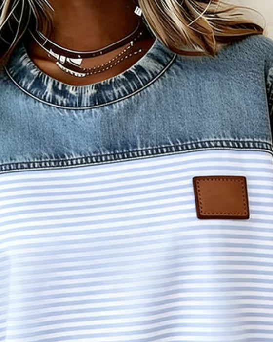 Tessie | Blusa de rayas con panel vaquero