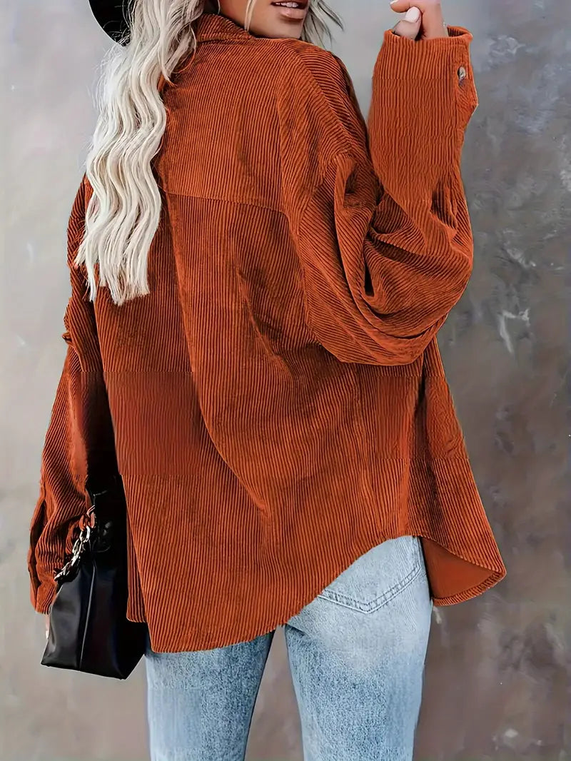 Irmela | Camisa de Manga Larga de Pana Con Botones