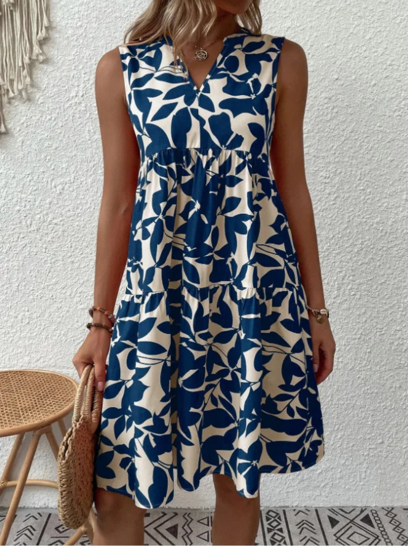Greysen | Vestido Floral Sin Mangas Escalonado