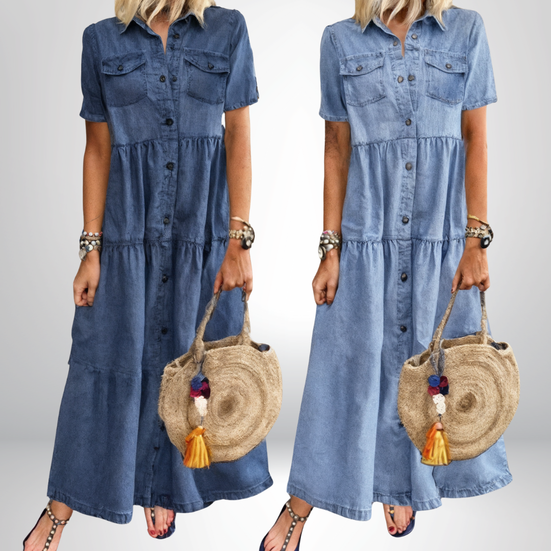Leokadia | Vestido Denim Midi Con Botones