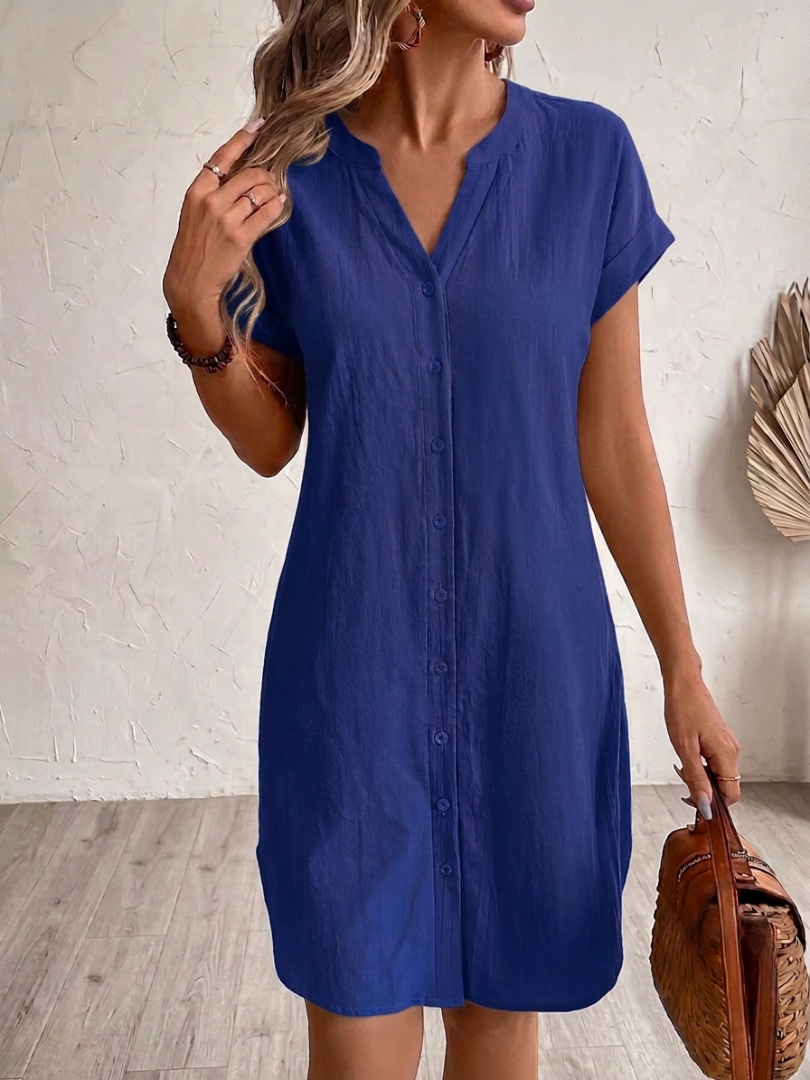 Khalela | Vestido Camisero Manga Corta con Botones