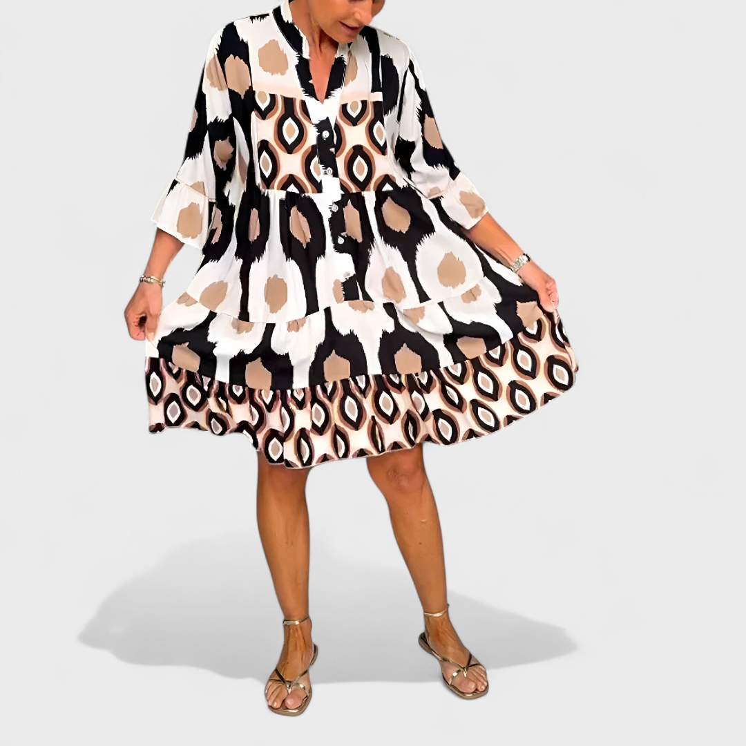 Suciana | Vestido Camisero MIDI Con Volantes Estampado