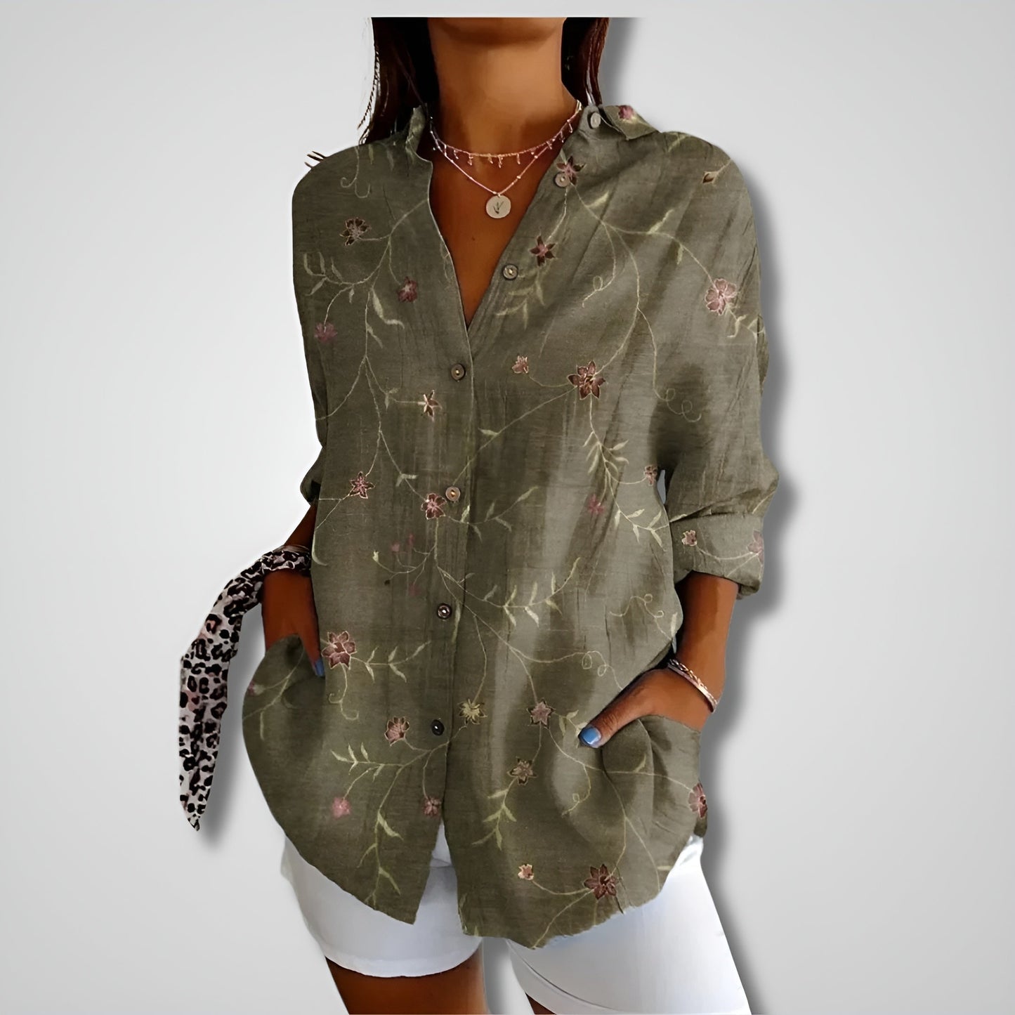 Shalom | Blusa Estampada de Manga Larga con Botones