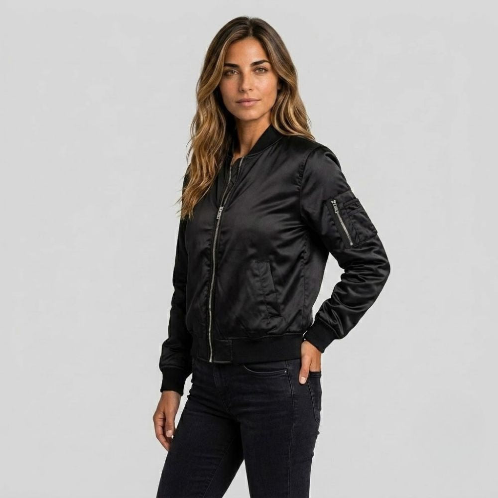 Sheila | Chaqueta Bomber con Cierre y Cuello Acanalado
