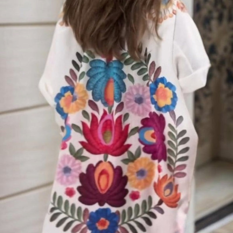 Rossella | Blusa Larga De Manga Corta Con Estampado Floral