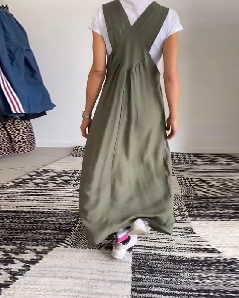 Marleen | Vestido Tipo Pichi Largo Con Tirantes Anchos