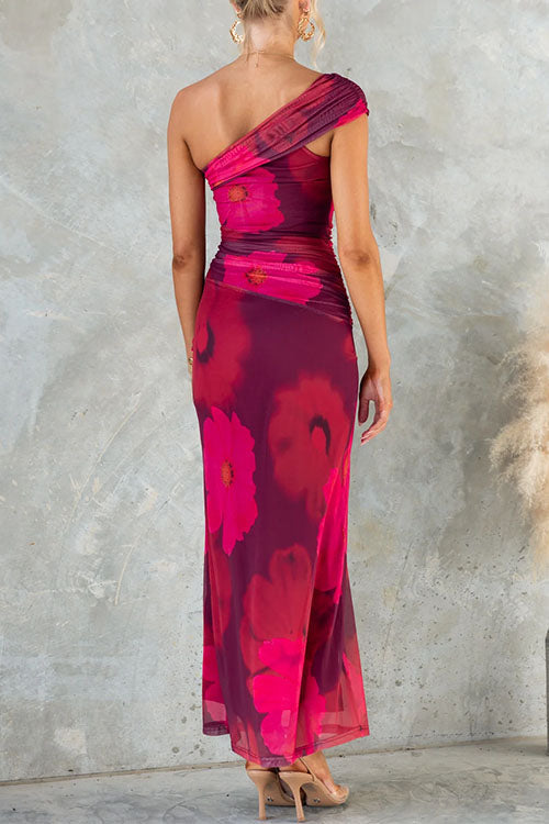 Lindsey | Vestido Largo Floral De Un Hombro