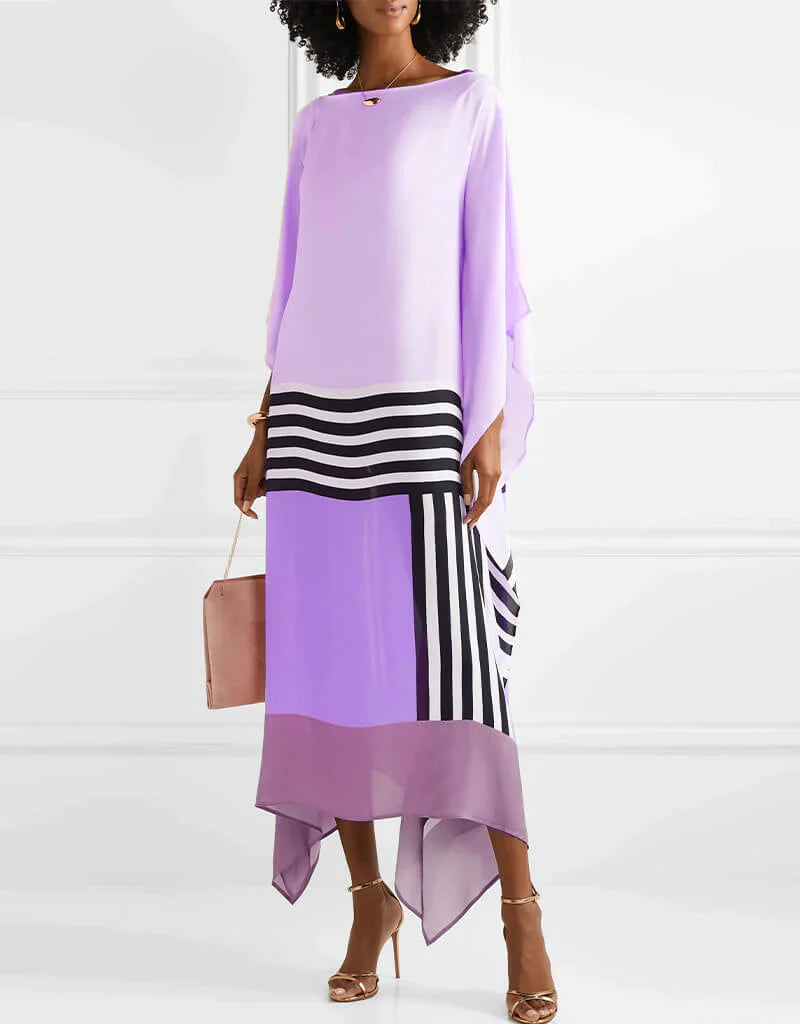 Shraddha | Vestido Maxi Caftán Con Estampado de Rayas Patchwork