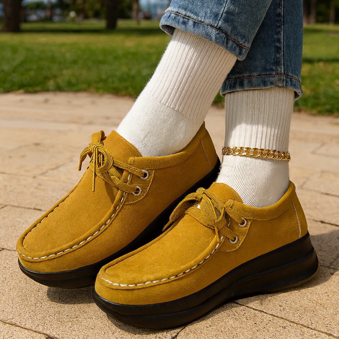 Tonja - Zapatos Cómodos Con Cordones Estilo Ante