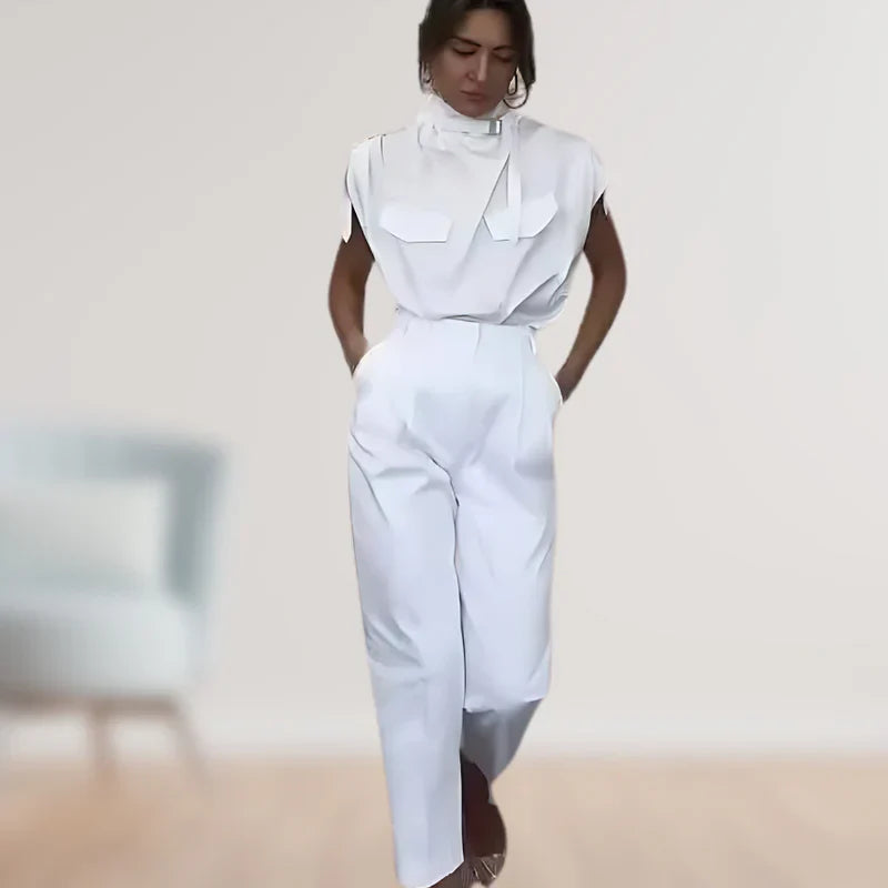 Reinhild | Conjunto Blusa Sin Mangas Pantalón Cintura Alta