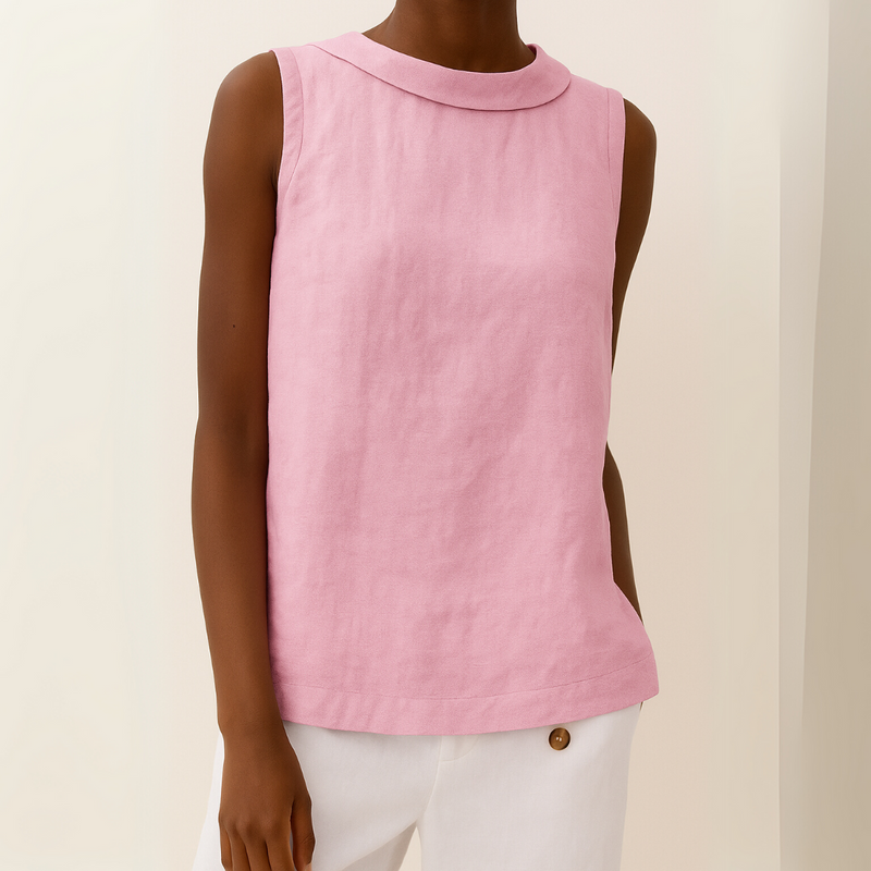 Anya | Blusa Sin Mangas De Cuello Redondo en Azul Claro