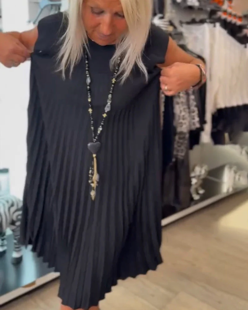 Shihua | Vestido De Corte en a Con Mangas Casquillo Y Pliegues