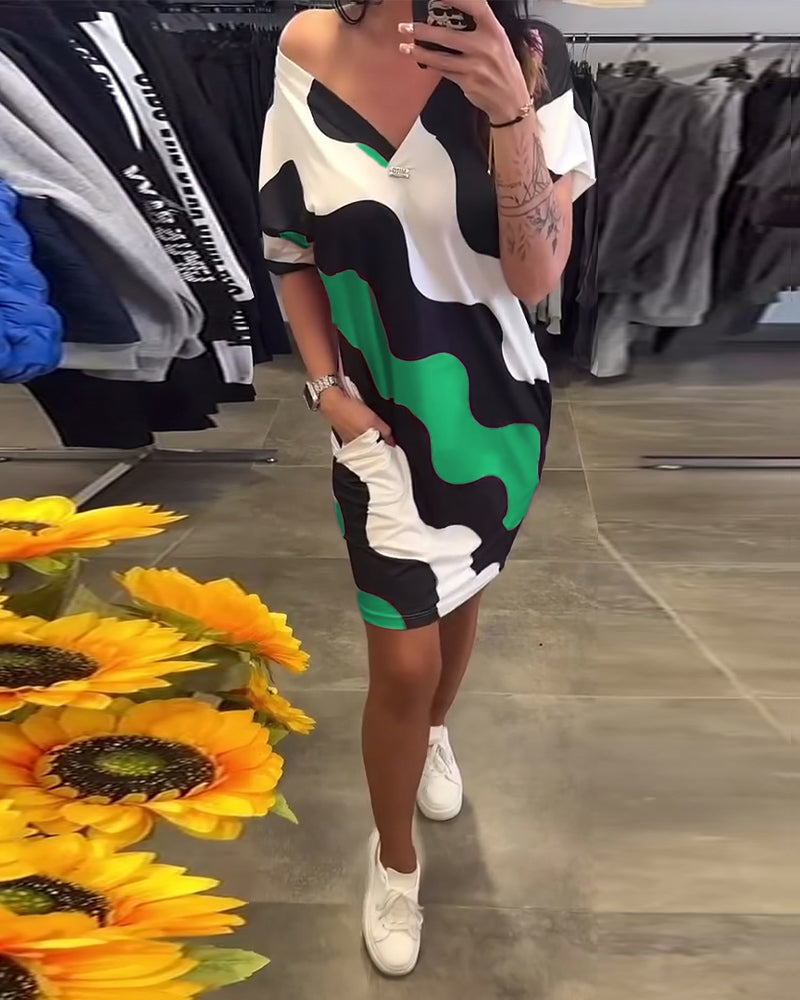Penelope | Vestido Corto Estampado De Cuello en V