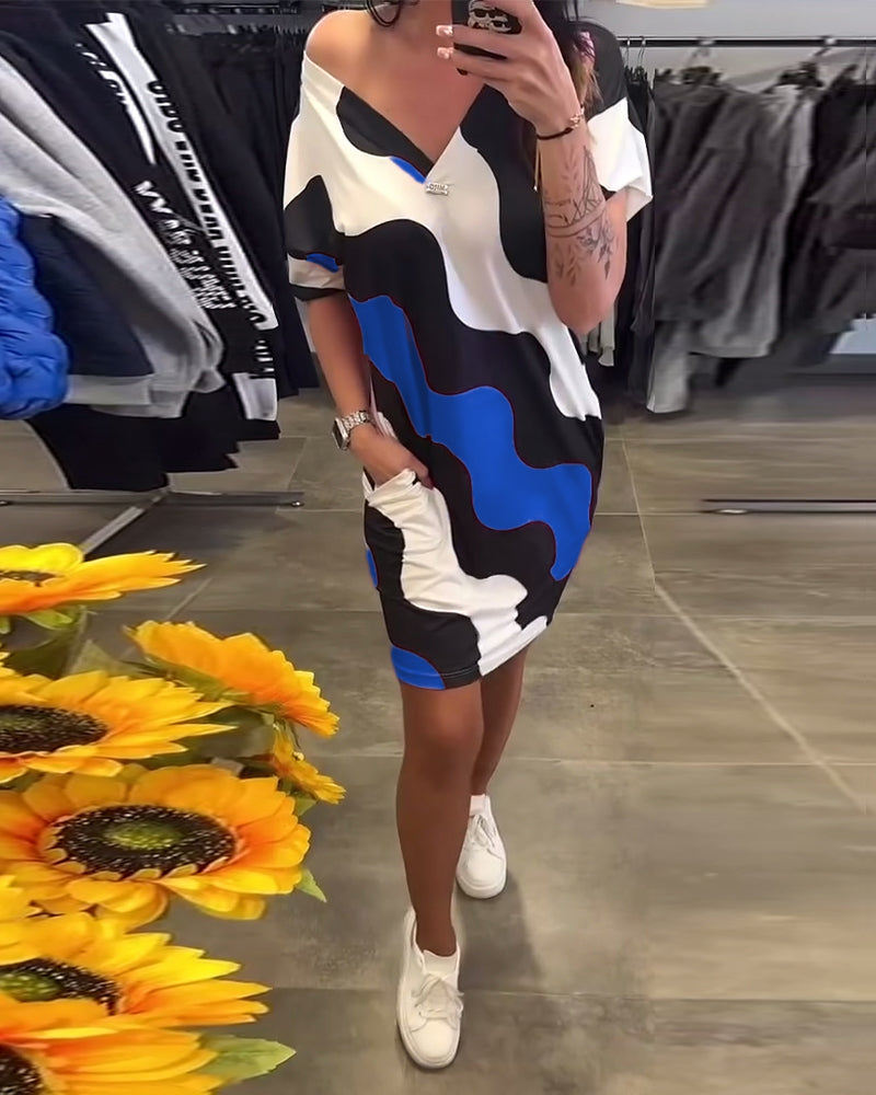 Penelope | Vestido Corto Estampado De Cuello en V