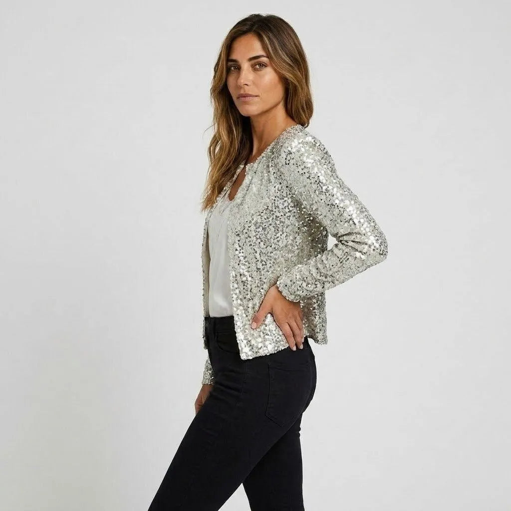 Amelia | Chaqueta con Lentejuelas y Frente Abierto