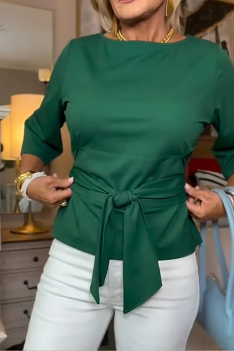 Shaniera | Blusa Con Lazo Delantero Y Mangas Tres Cuartos
